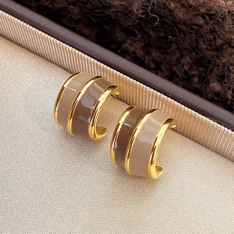 Retro Geometric Double Ring Earrings
