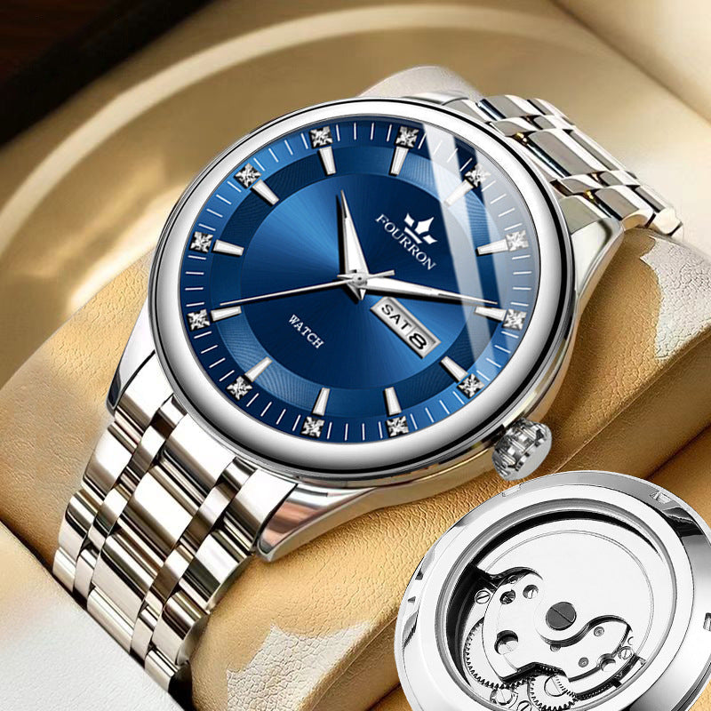 Stainless Steel Mechanical Watch with Calendar