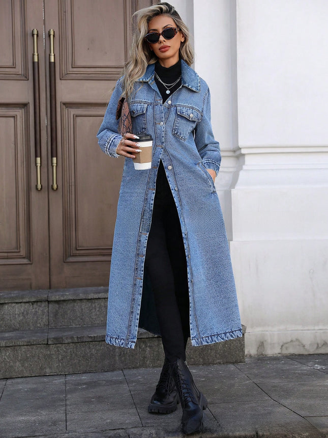 Long Loose Denim Jacket for Women
