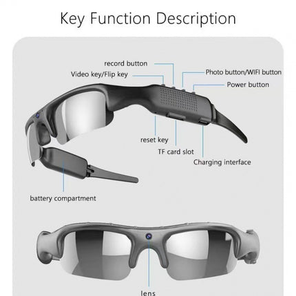 HD Wireless Sports Recording Glasses with APP Control
