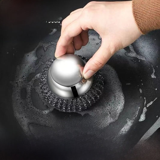 Stainless Steel Kitchen Scrub Brush with Handle