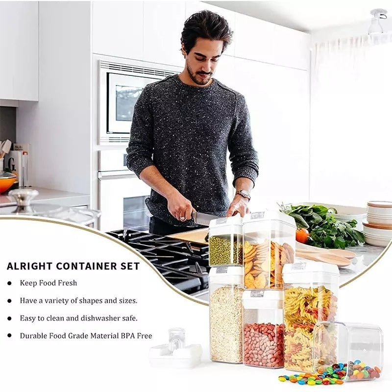 مجموعة من 6 قطع من حاويات تخزين الطعام سهلة الإغلاق لتخزين الدقيق والسكر