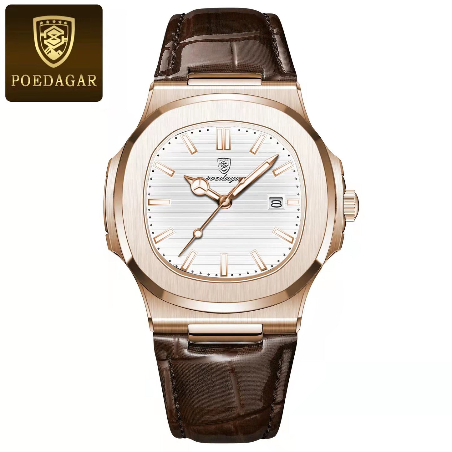 Ultra-Thin Mens Quartz Watch with Leather Strap