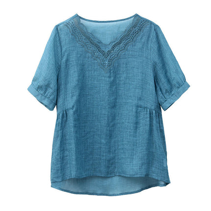 Women's Short Sleeve Linen Blend Shirt