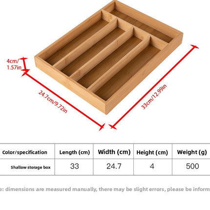 Adjustable Bamboo Kitchen Cutlery Drawer Organizer Tray