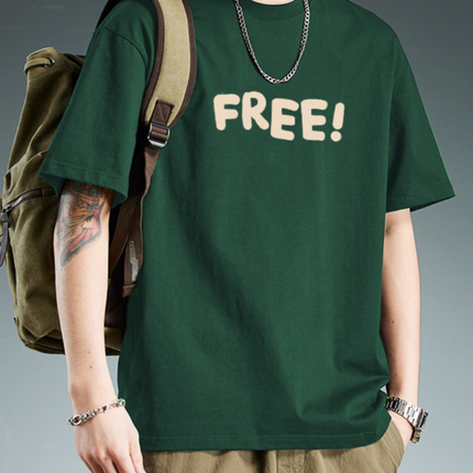 Heavyweight Cotton Short Sleeve T-Shirt Men Casual Printed Tee