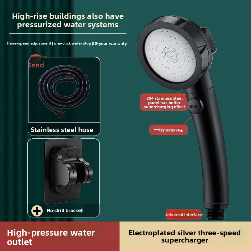 Pressurized Handheld Shower Head with Multiple Spray Modes