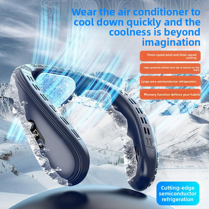 Portable USB Hanging Neck Fan with Digital Display
