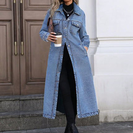 Long Loose Denim Jacket for Women