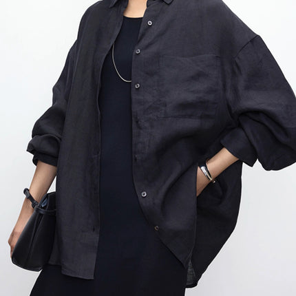 Women's Linen Shirt Long Sleeve Relaxed Fit