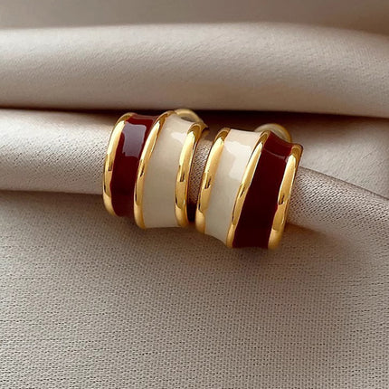 Retro Geometric Double Ring Earrings