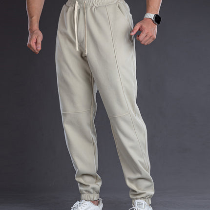 Men Solid Color Loose Fit Drawstring Sweatpants for Sports and Casual
