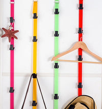 خطاف باب متعدد الاستخدامات قابل للتعديل بدون مسامير، مزود بخطاف وحامل معاطف، يُعلق خلف الباب.