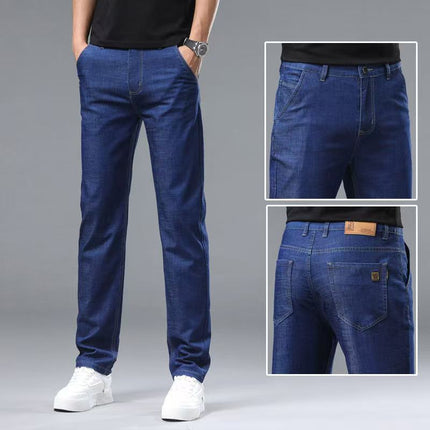 Men's Jeans Mid-Waist Stretch Denim Trousers