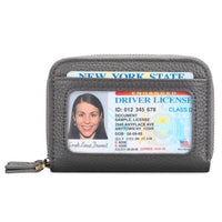 First Cowhide Double Layer Zipper Expanding Card Holder