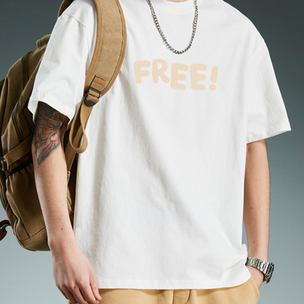 Heavyweight Cotton Short Sleeve T-Shirt Men Casual Printed Tee