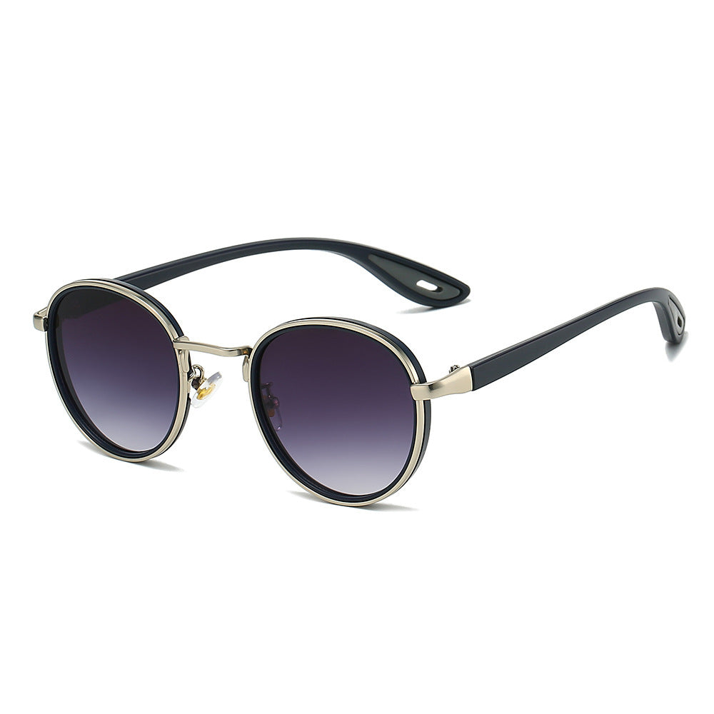 Retro Casual Gold-Rimmed Round Sunglasses