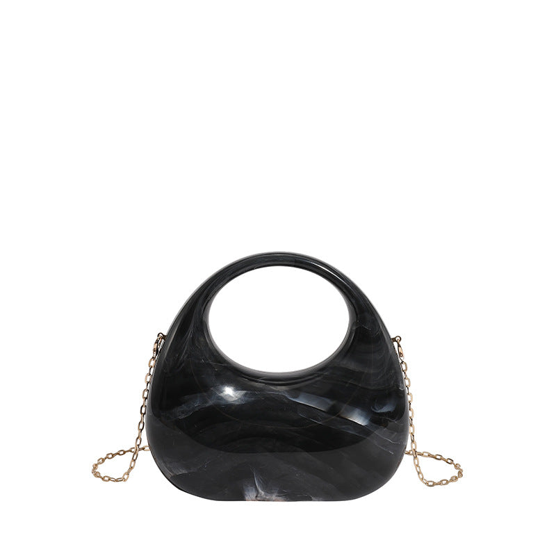 Acrylic Box Bag, Womens Evening Handbag With A Moon-shaped Underarm Design