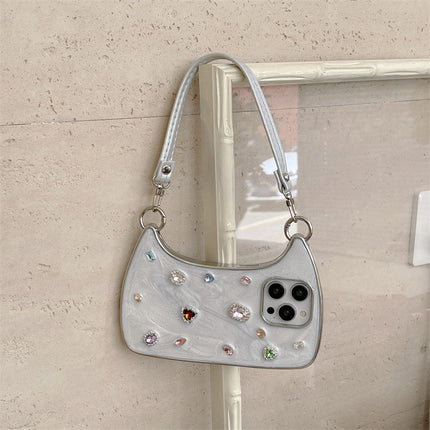 Sparkling Diamond Electroplating Phone Case with Hand Strap