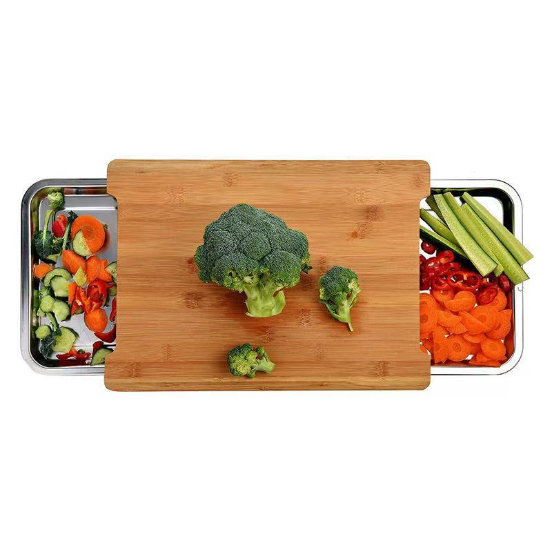 Bamboo Kitchen Cutting Board with Drawer for Food Preparation