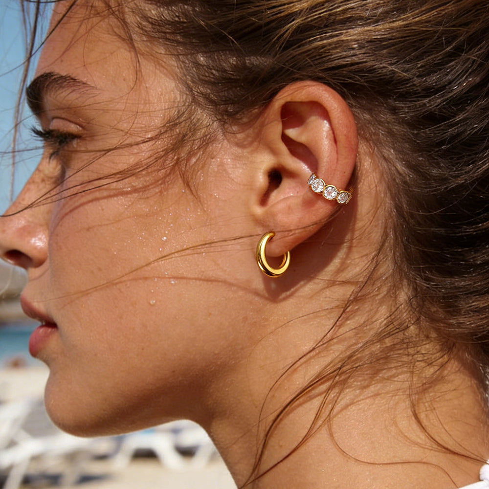 Minimalist Gold Plated Zirconia Ear Cuff