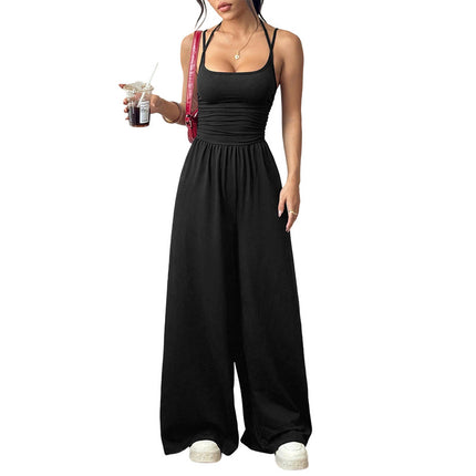New Women's Casual Strapless Jumpsuit Summer Wide-Leg Loose Fit