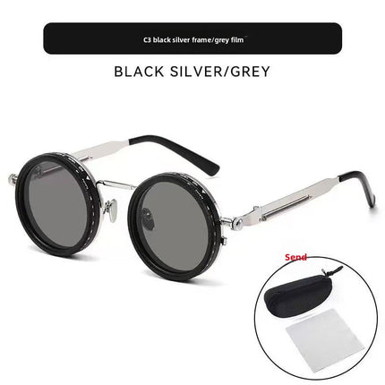 Adjustable Polarized Sunglasses Steampunk Round Metal Frame