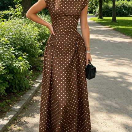 Polka Dot High Waist A-Line Dress