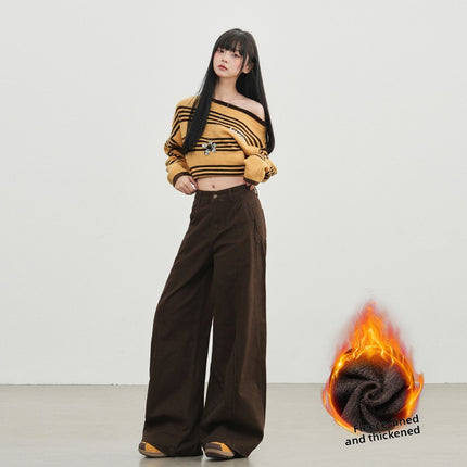 Womens Wide Leg Denim Trousers