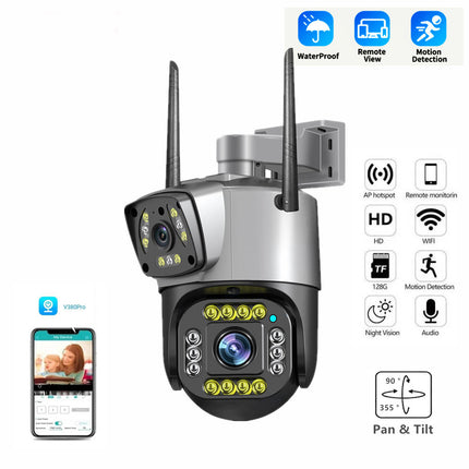 Dual Lens Home Security Camera with Voice Intercom
