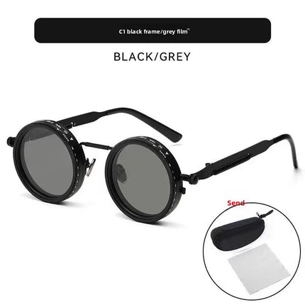 Adjustable Polarized Sunglasses Steampunk Round Metal Frame