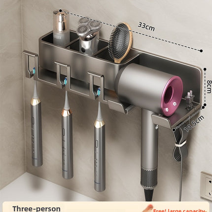 Bathroom Wall Mount Toothbrush and Hair Dryer Holder