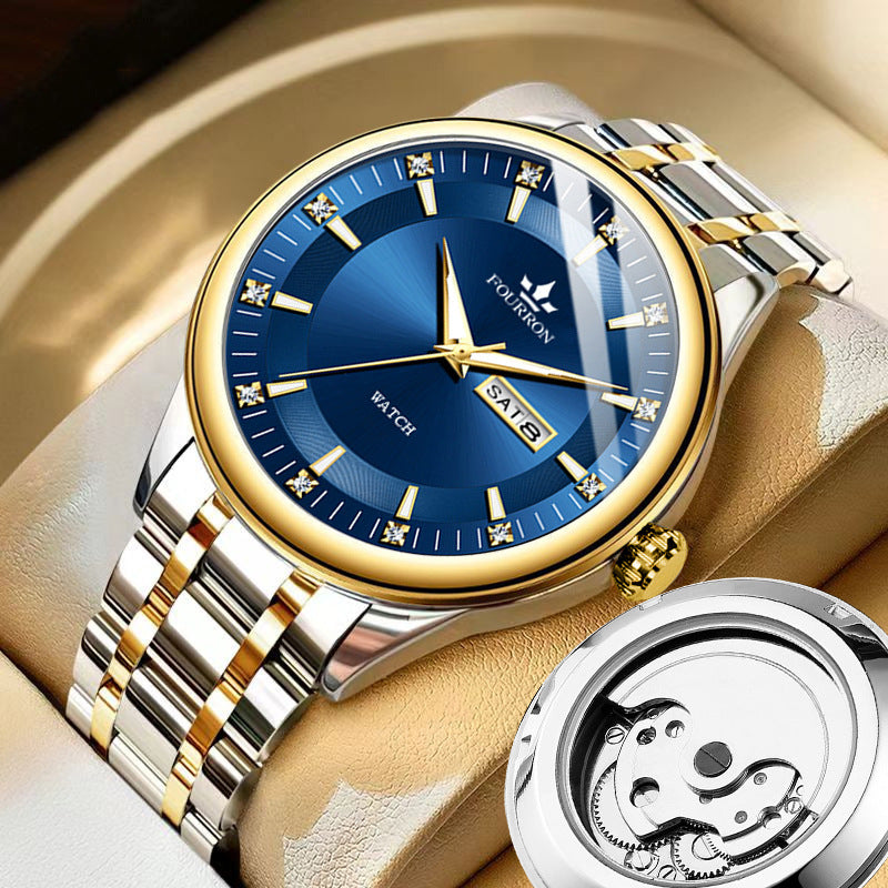 Stainless Steel Mechanical Watch with Calendar