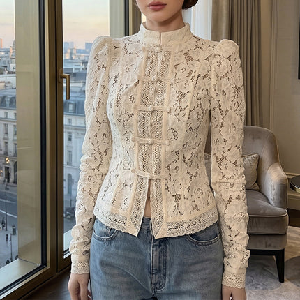 Stand-up collar, slim-fit shirt