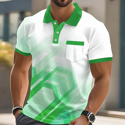 Geometric Print Mens Short Sleeve Polo Shirt
