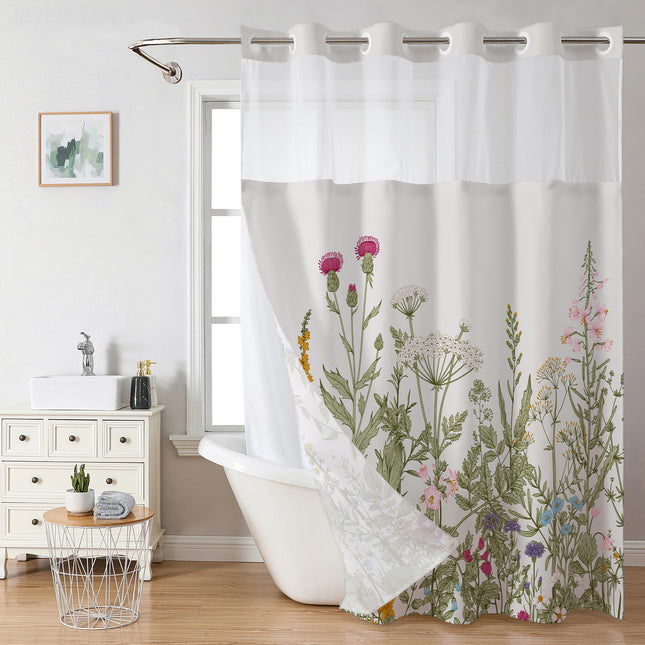 Double Layer Floral Shower Curtain