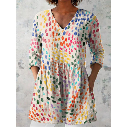 Printed round-neck short-sleeved shirt