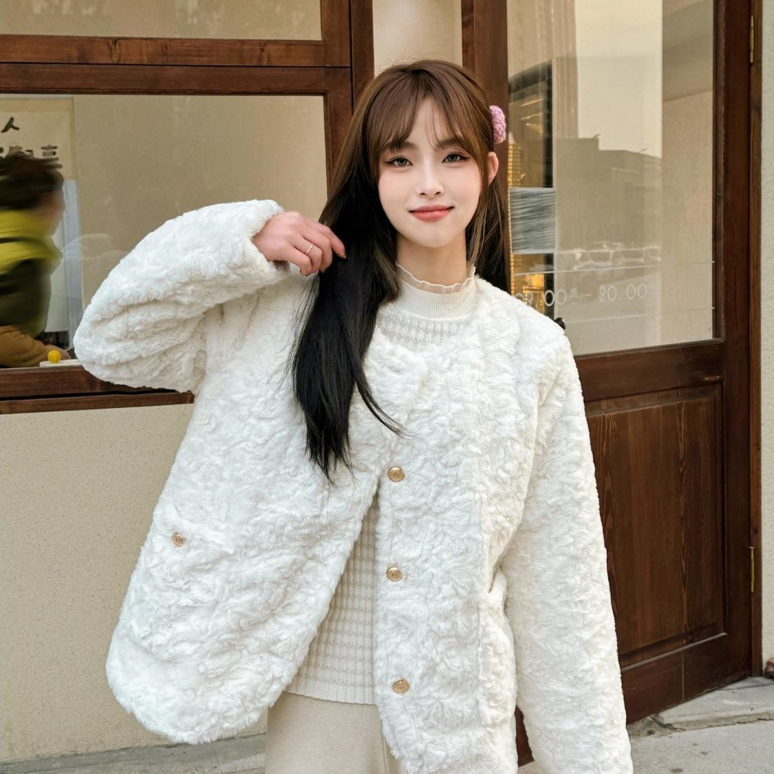 Loosefitting Singlebreasted Padded Cotton Coat