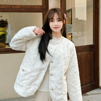 Loosefitting Singlebreasted Padded Cotton Coat