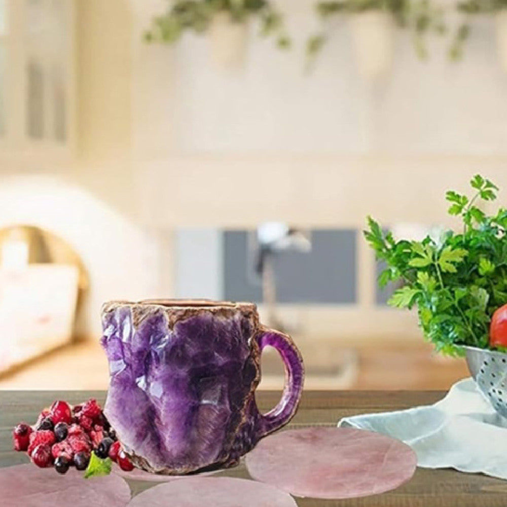 أكواب قهوة أنيقة من الراتنج والكريستال المعدني، سعة 400 مل، مزودة بمقابض، مثالية لتزيين مكان العمل والمنزل، هدية رائعة لعيد الميلاد، وأدوات مطبخ عملية.