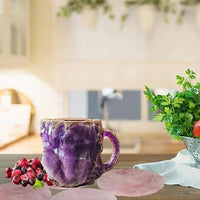 أكواب قهوة أنيقة من الراتنج والكريستال المعدني، سعة 400 مل، مزودة بمقابض، مثالية لتزيين مكان العمل والمنزل، هدية رائعة لعيد الميلاد، وأدوات مطبخ عملية.