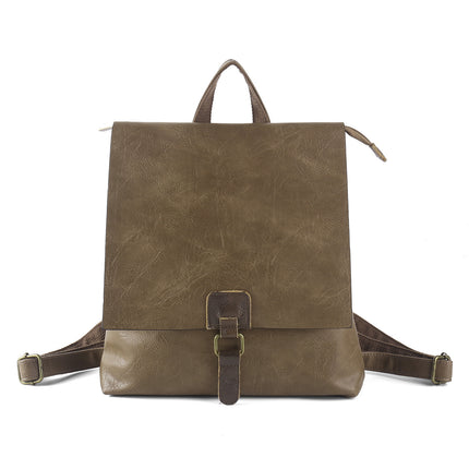 Vintage PU Leather Backpack with Multiple Pockets