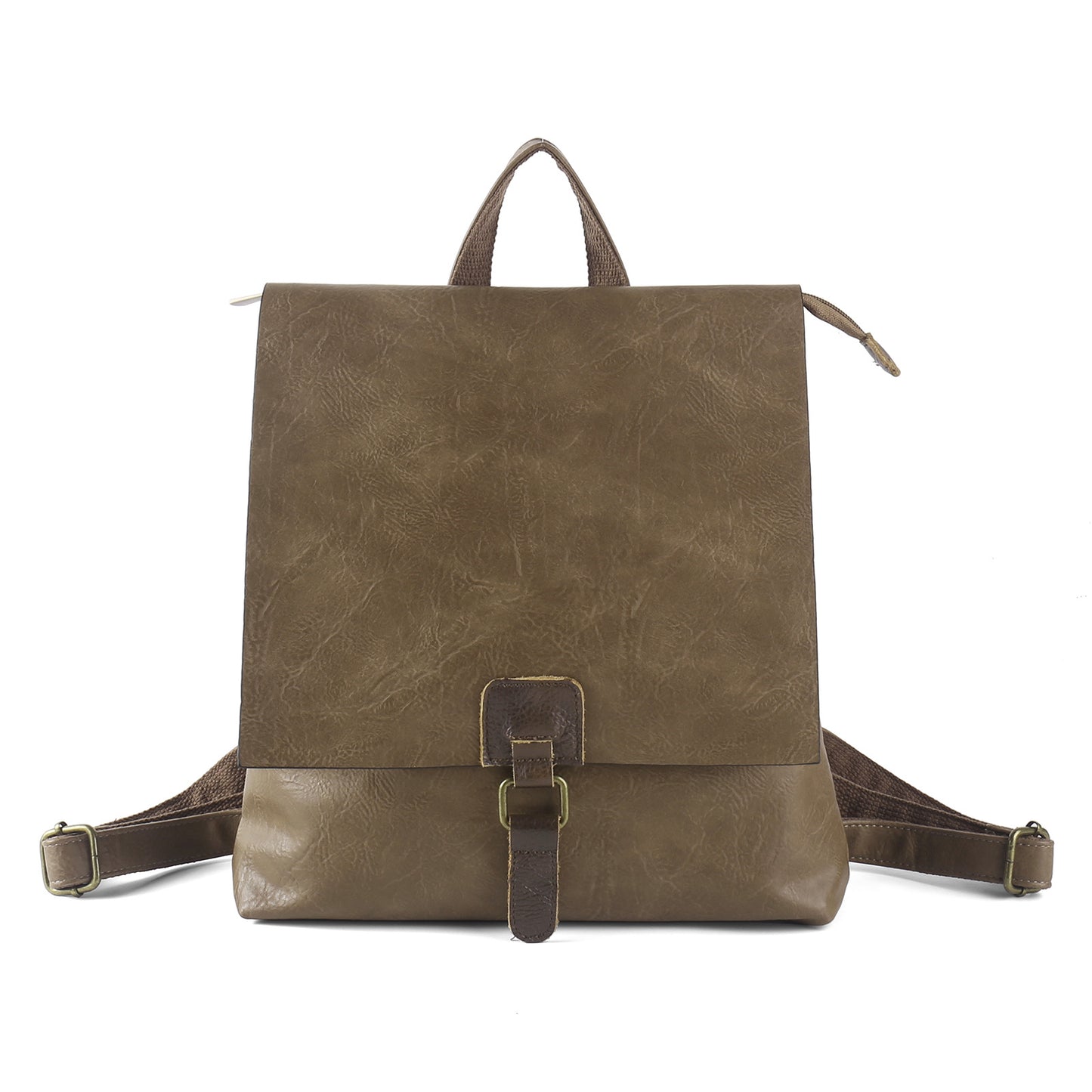 Vintage PU Leather Backpack with Multiple Pockets