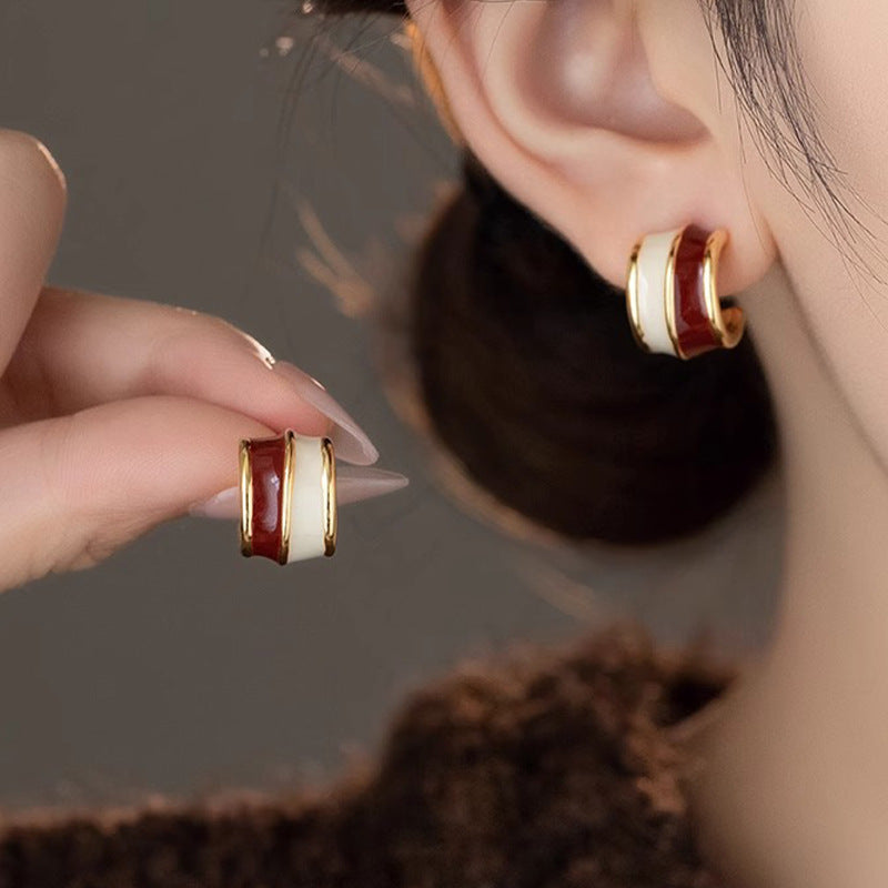 Retro Geometric Double Ring Earrings