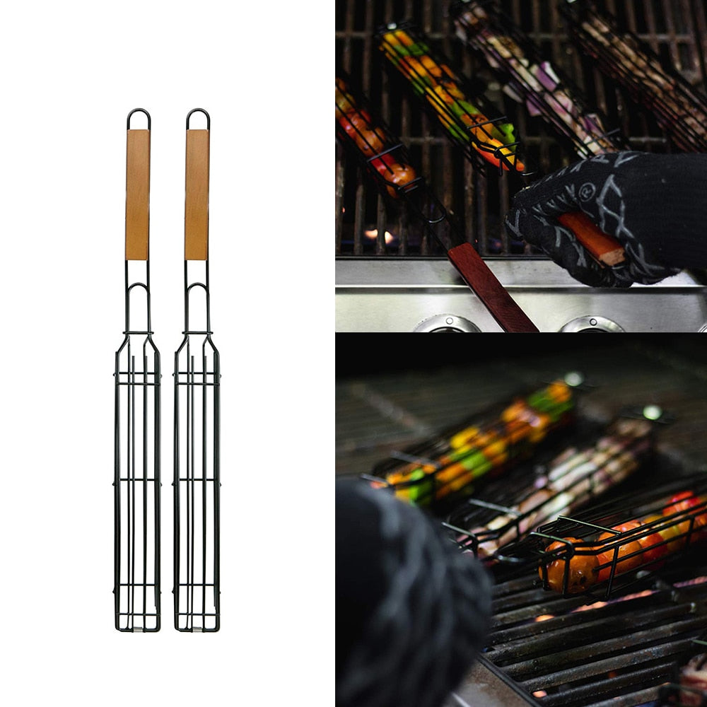 أدوات مطبخ من الفولاذ المقاوم للصدأ وشواية باربيكيو شبكية، ملحقات مطبخ