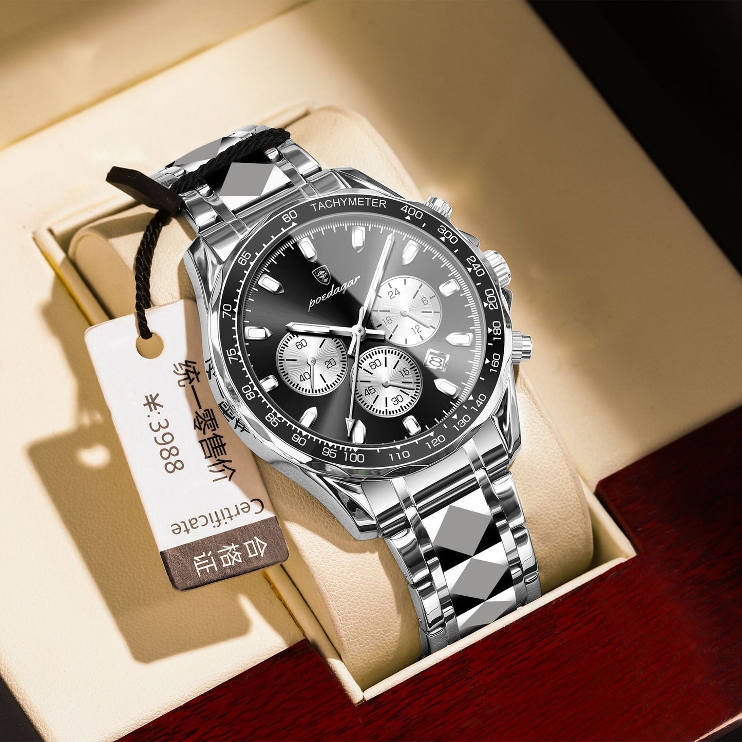 Swiss brand multifunctional men's watch steel band luminous quartz watch live foreign trade explosions a generation of hair