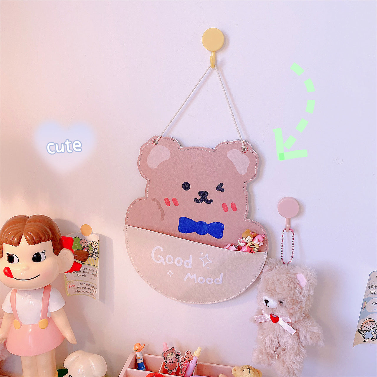 حقيبة معلقة على جدار غرفة النوم، ديكور منزلي، تخزين، حقيبة معلقة