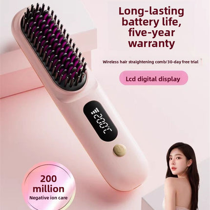 charging wireless straight hair comb comb curly hair artifact curling straight dual-purpose lazy travel portable