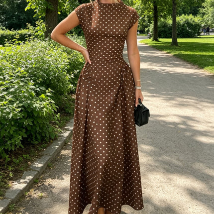 Polka Dot High Waist A-Line Dress