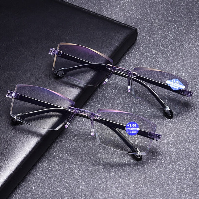 Frameless Blue Light Reading Glasses with Smart Zoom